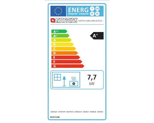 Poêle cheminée Nordica Extraflame Isetta avec plaque de cuisson en fonte noire 7,7 kW